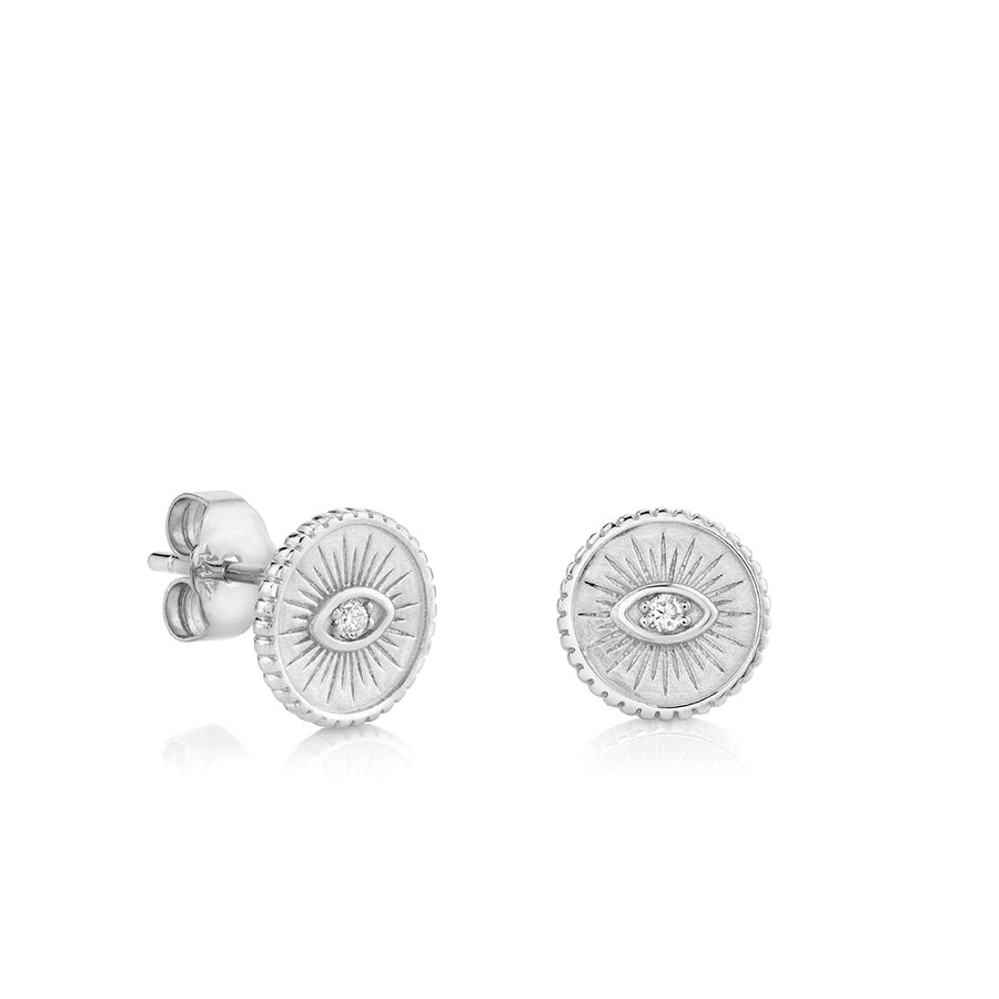 Gold & Diamond Small Marquise Eye Coin Stud - Sydney Evan Fine Jewelry