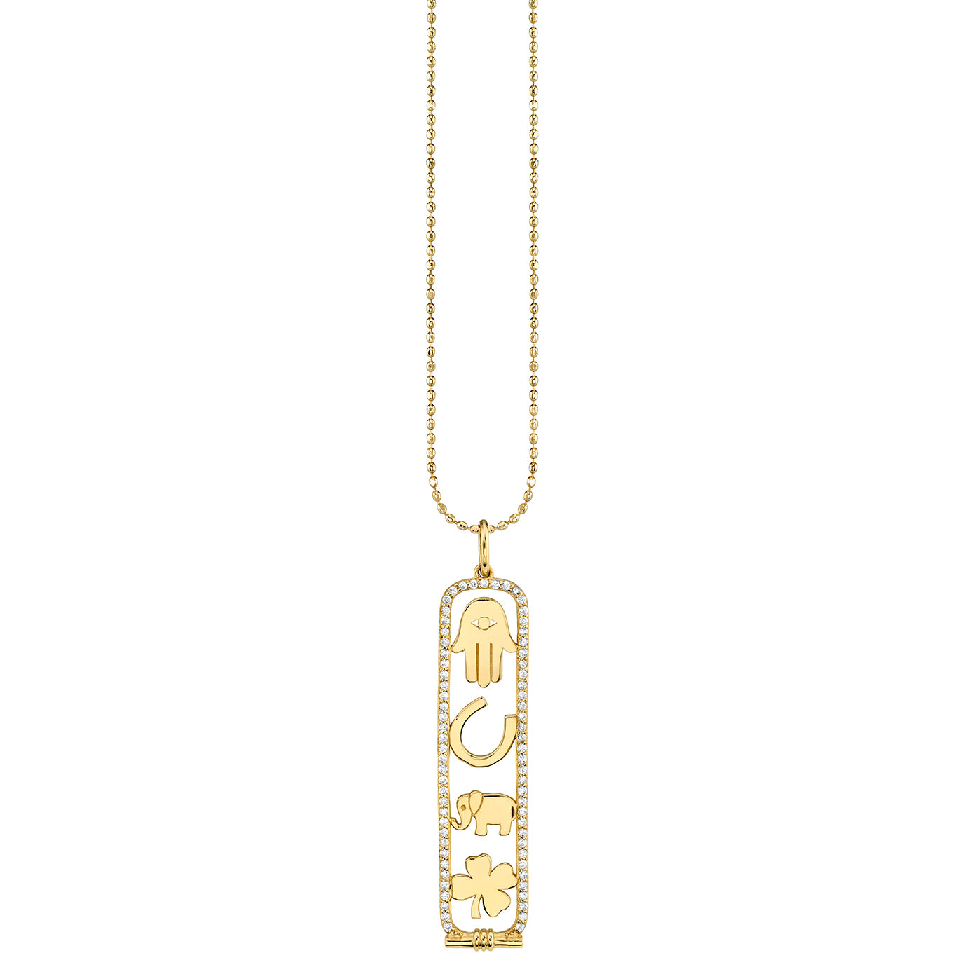 & Diamond Luck Protection Long Cartouche Charm