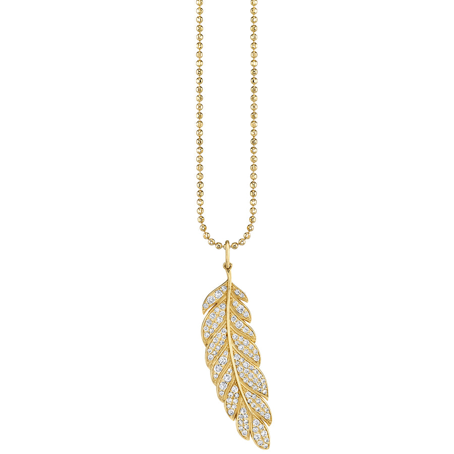 Gold & Diamond Large Feather Charm Charm - Sydney Evan Fine Jewelry