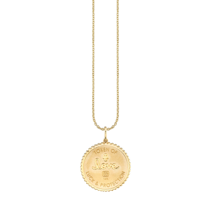 Gold & Diamond Small Luck Coin with Rays Charm - Sydney Evan Fine Jewelry