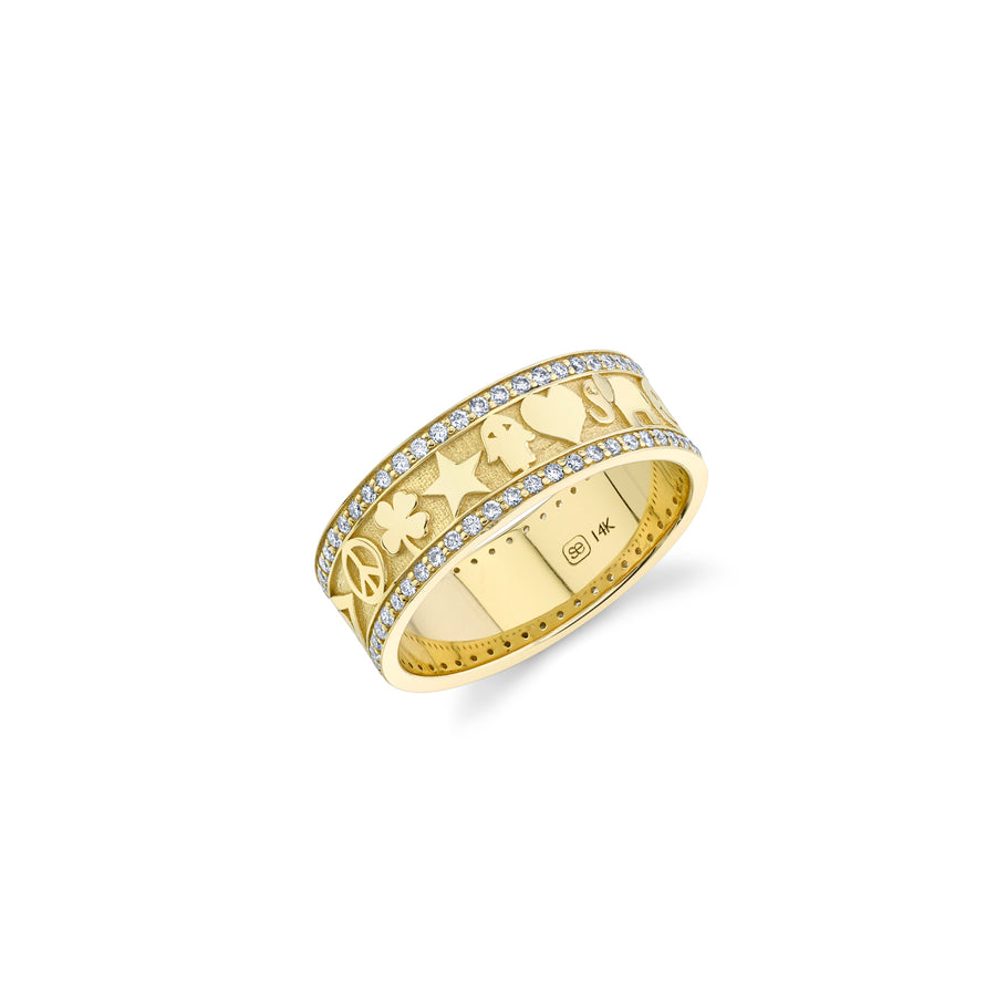 Gold & Diamond Icon Ring Band - Sydney Evan Fine Jewelry