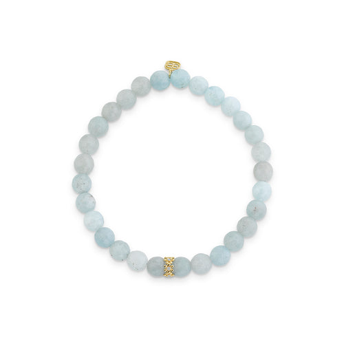 Gold & Diamond 6mm Tiny Daisy Rondelle on Aquamarine