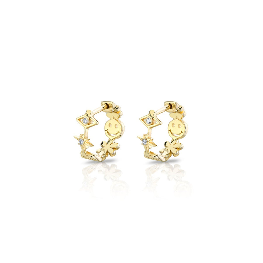 Gold & Diamond Icon Huggie Hoops - Sydney Evan Fine Jewelry