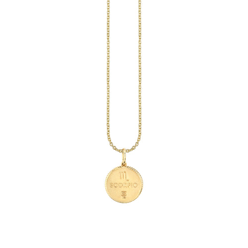 Gold & Diamond Scorpio Zodiac Medallion