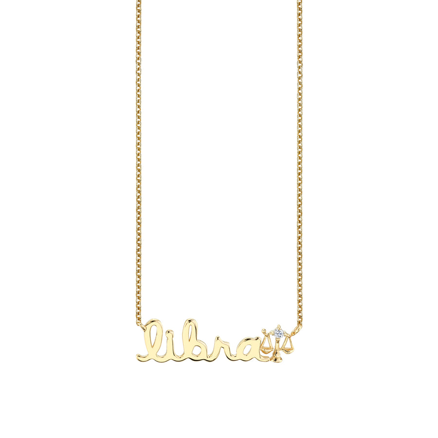 Gold & Diamond Zodiac Script Necklace - Sydney Evan Fine Jewelry