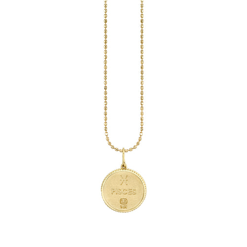 Gold & Diamond Pisces Zodiac Medallion