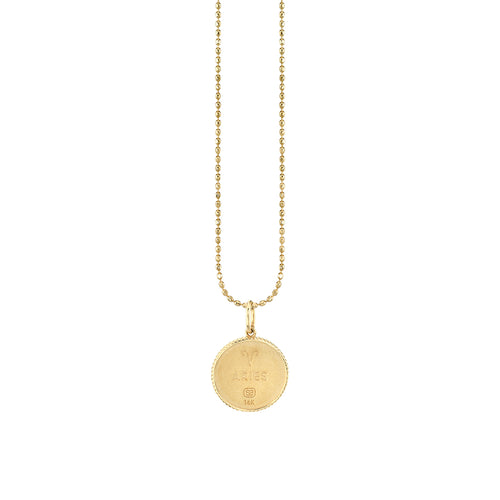 Gold & Diamond Aries Zodiac Medallion Necklace