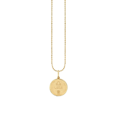 Gold & Diamond Libra Zodiac Medallion