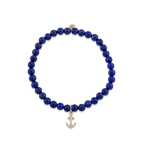 Kids Collection Gold & Diamond Anchor on Lapis