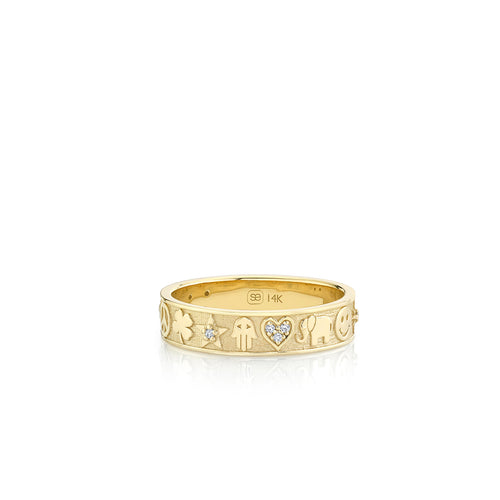 Gold & Diamond Small Icon Ring