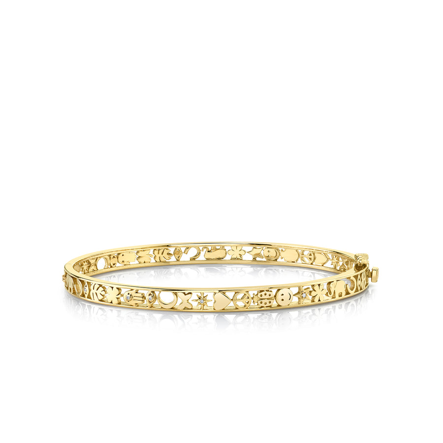 Gold & Diamond Open Icon Hinge Bangle - Sydney Evan Fine Jewelry