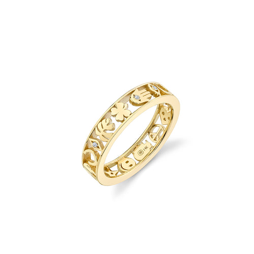 Gold & Diamond Open Icon Ring