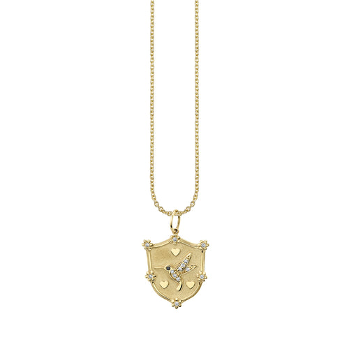 Gold & Diamond Hummingbird Crest Charm