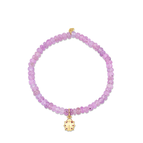 Kids Collection Gold & Ruby Ladybug on Light Pink Sapphire