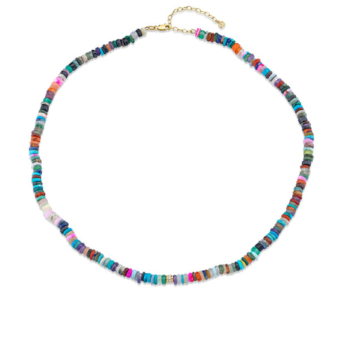 Kids Collection Gold & Diamond Rondelle Rainbow Heishi Necklace