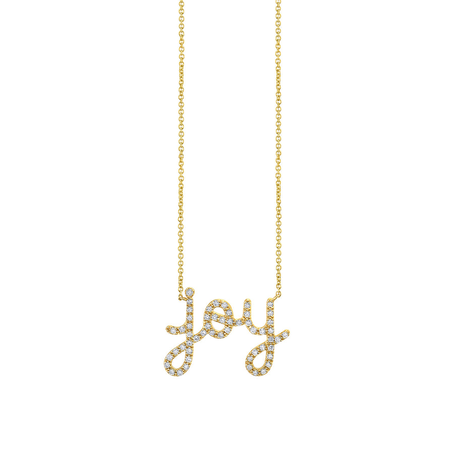 Gold & Diamond Large Joy Script Necklace - Sydney Evan Fine Jewelry