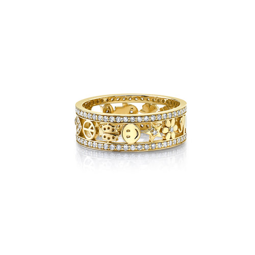 Gold & Diamond Open Icon Ring Band