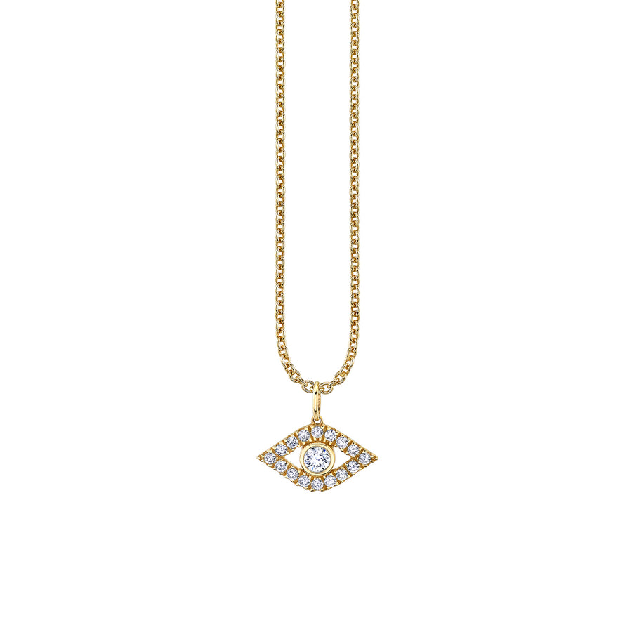 Gold & Diamond Bezel Evil Eye Charm - Sydney Evan Fine Jewelry