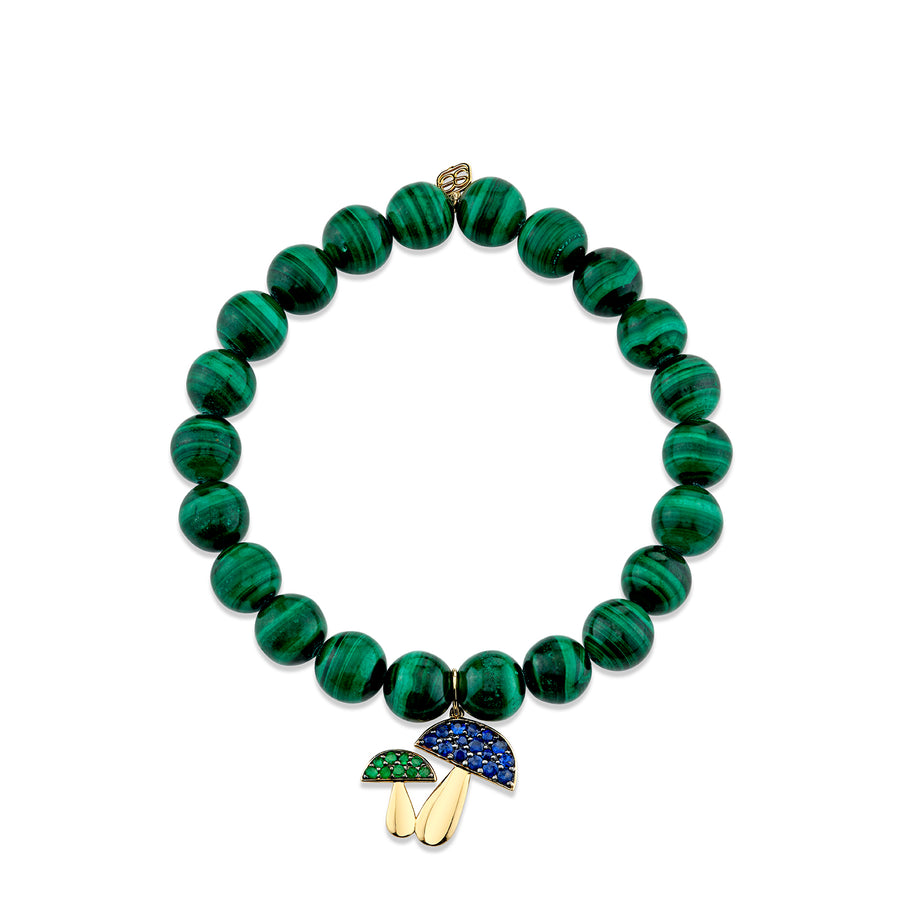 Gold Sapphire & Emerald Mushroom on Malachite - Sydney Evan Fine Jewelry