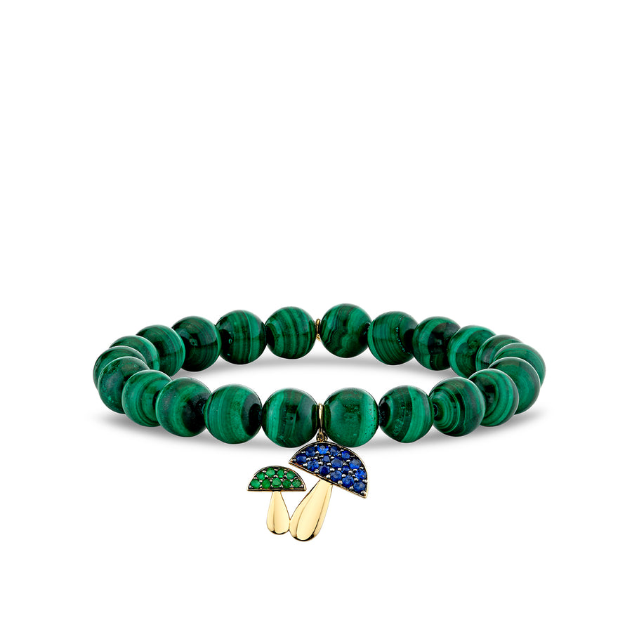 Gold Sapphire & Emerald Mushroom on Malachite - Sydney Evan Fine Jewelry