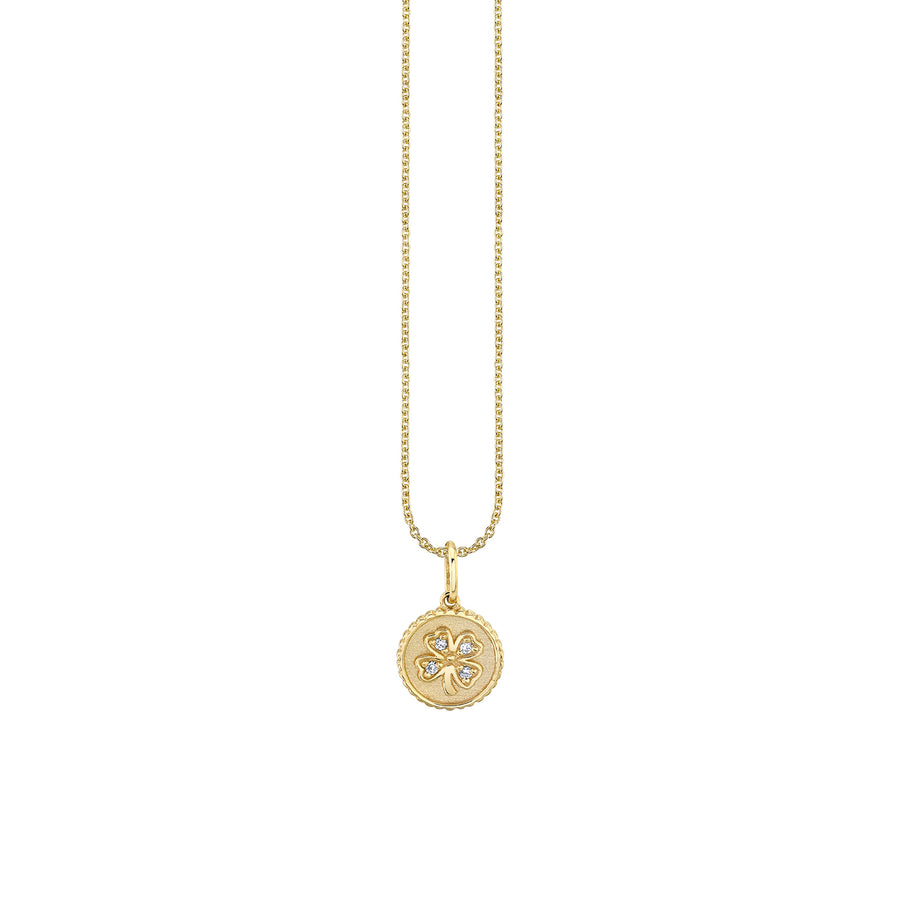 Gold & Diamond Tiny Clover Coin - Sydney Evan Fine Jewelry