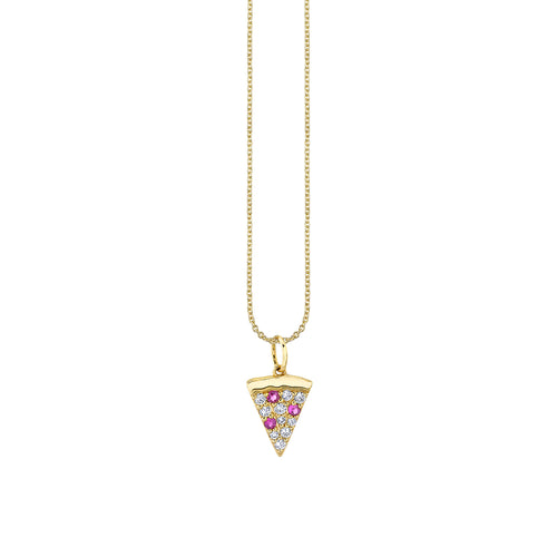 Gold & Diamond Large Pizza Slice Charm
