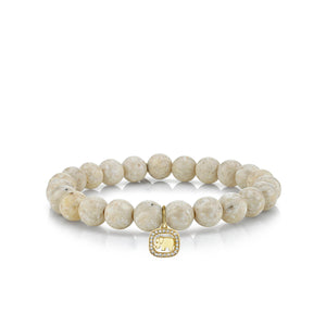 Gold & Diamond Elephant Open Icon on Cream Jasper - Sydney Evan Fine Jewelry