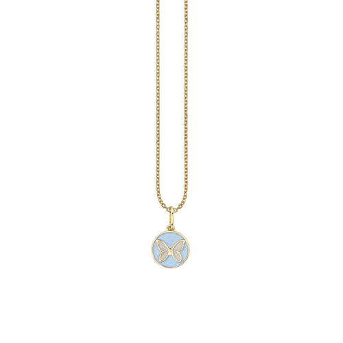 Kids Collection Gold & Enamel Tiny Butterfly Medallion Necklace
