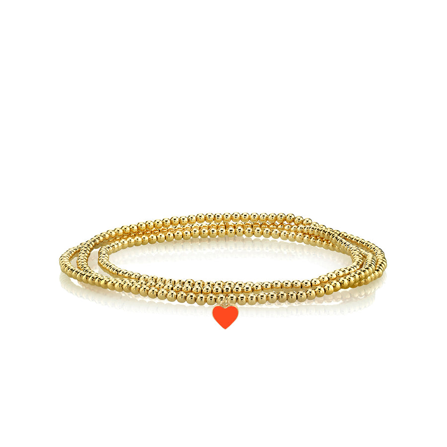 Gold & Enamel Tiny Heart on Gold Beads - Sydney Evan Fine Jewelry