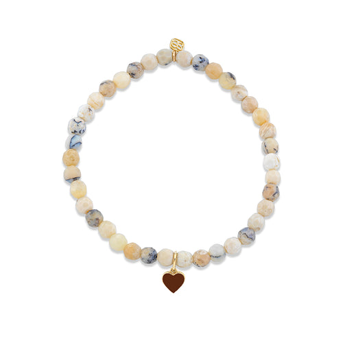 Gold & Enamel Tiny Heart on African Opal