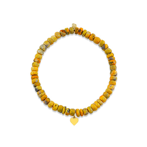 Gold & Enamel Tiny Heart on Jasper