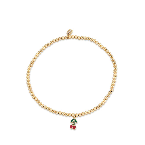 Kids Collection Gold & Enamel Cherry on Gold Beads