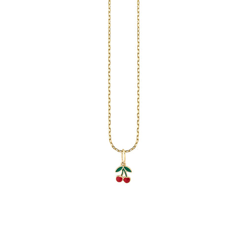 Kids Collection Gold & Enamel Mini Cherry Charm Necklace