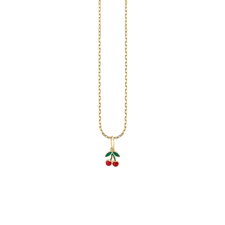 Kids Collection Gold & Enamel Mini Cherry Charm Necklace - Sydney Evan Fine Jewelry