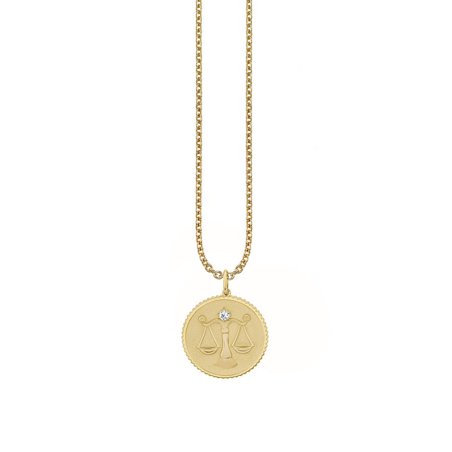 Gold & Diamond Large Libra Zodiac Medallion - Sydney Evan Fine Jewelry