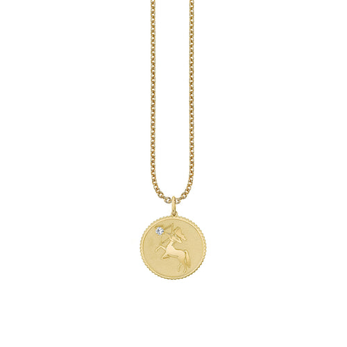 Gold & Diamond Large Sagittarius Zodiac Medallion