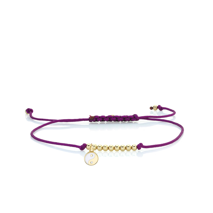 Gold & Enamel Tiny Yin Yang Cord Bracelet - Sydney Evan Fine Jewelry