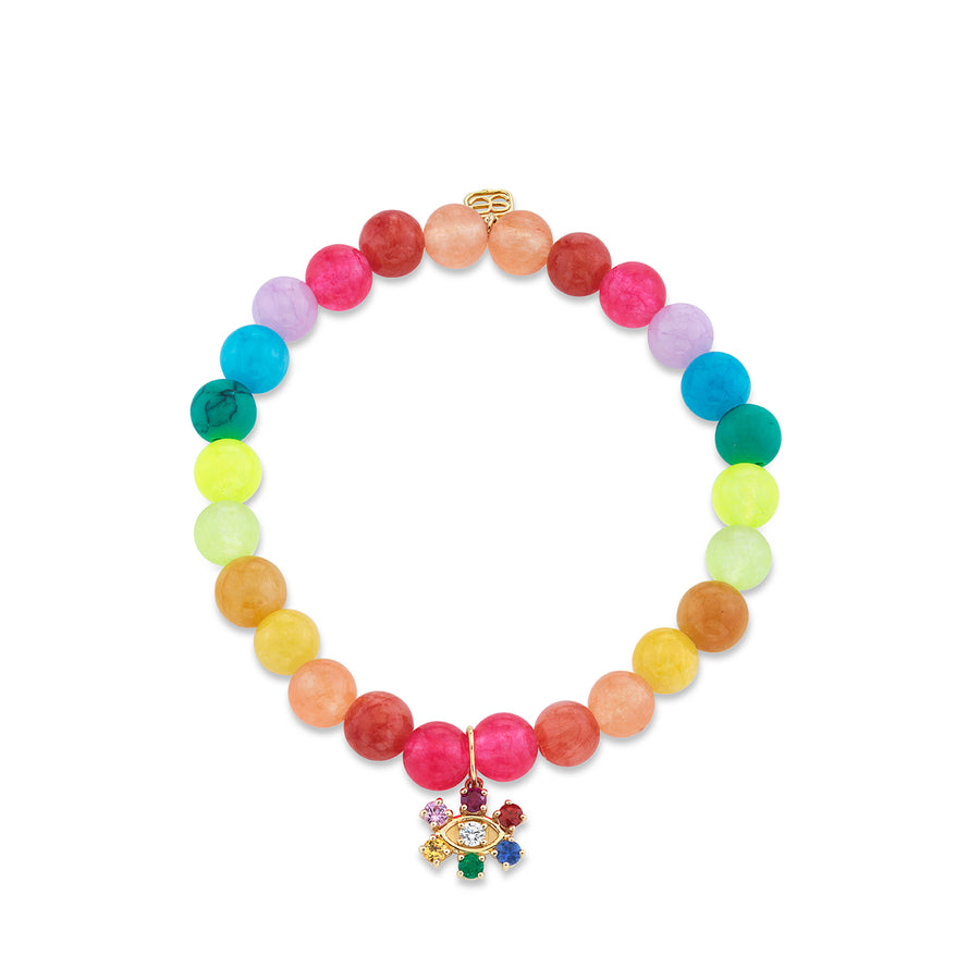 Kids Collection Gold & Rainbow Flower on Rainbow Jade - Sydney Evan Fine Jewelry