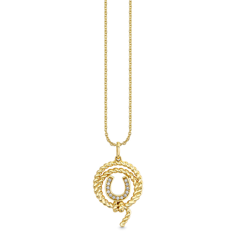 Gold & Diamond Horseshoe Lasso Charm - Sydney Evan Fine Jewelry
