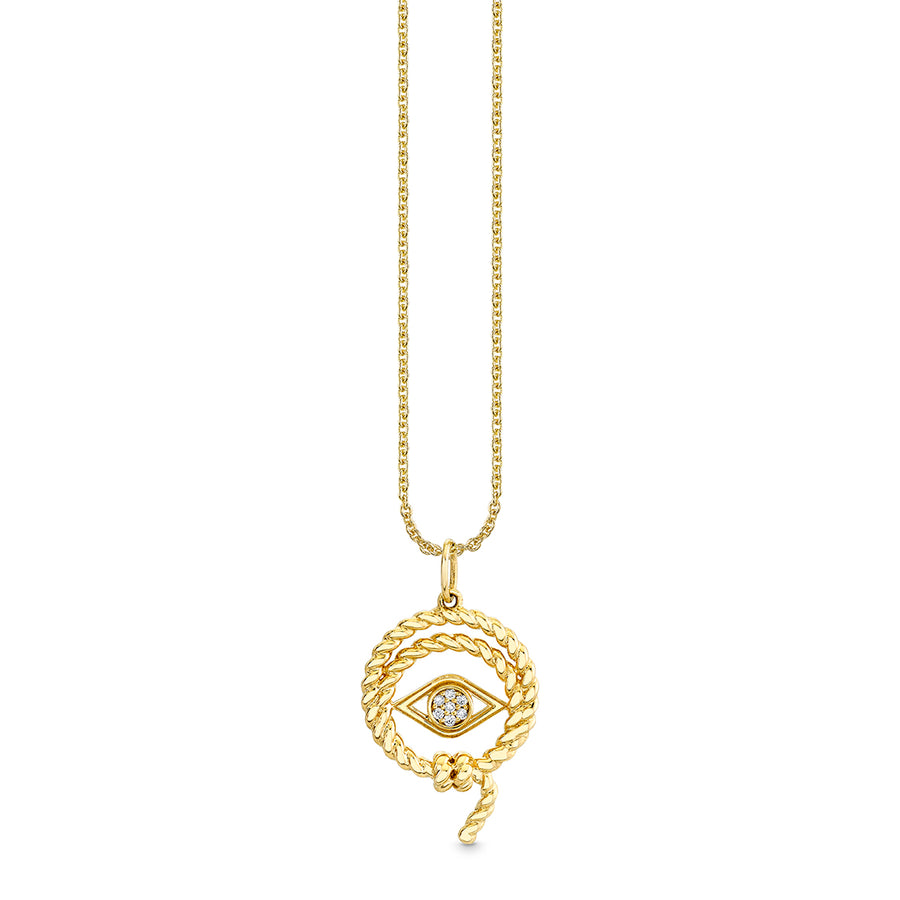 Gold & Diamond Evil Eye Lasso Charm - Sydney Evan Fine Jewelry