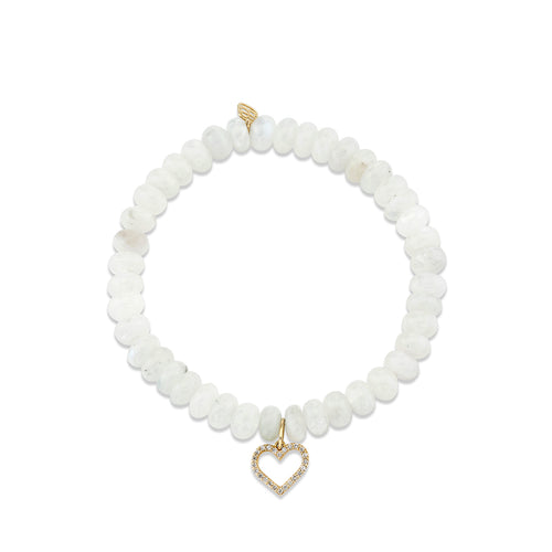 Gold & Diamond Heart on Rainbow Moonstone