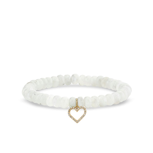 Gold & Diamond Heart on Rainbow Moonstone