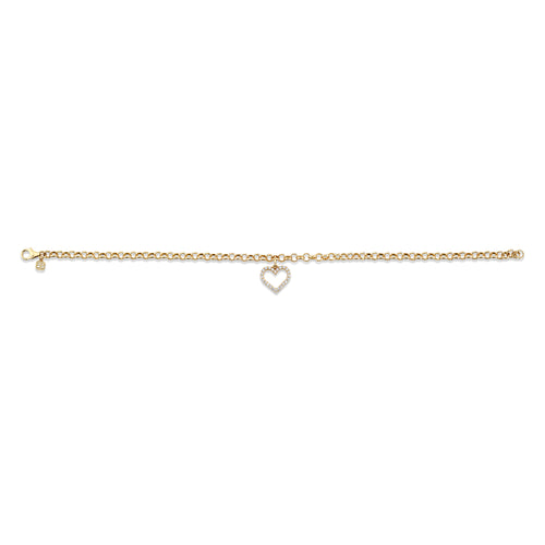 Gold & Diamond Open Heart Bracelet