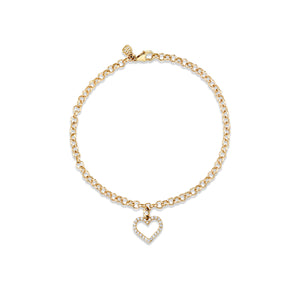 Gold & Diamond Open Heart Bracelet - Sydney Evan Fine Jewelry