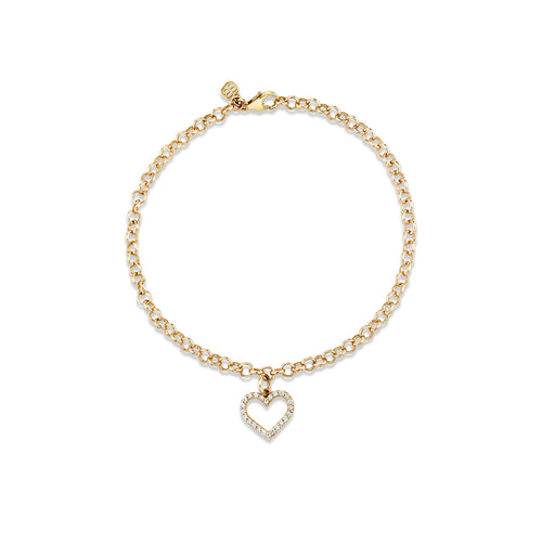 Gold & Diamond Open Heart Bracelet