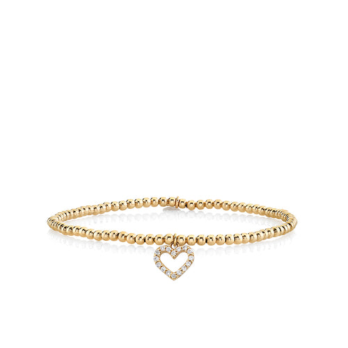 Kids Collection Gold & Diamond Heart on Gold Beads