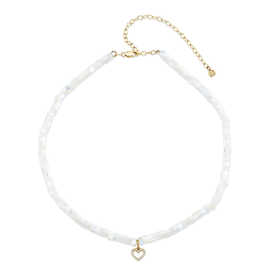 Kids Collection Gold & Diamond Heart Mother of Pearl Necklace - Sydney Evan Fine Jewelry