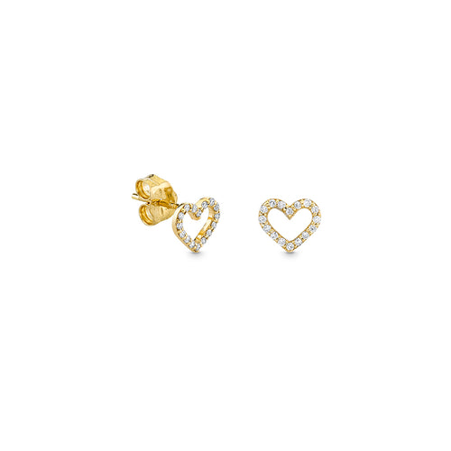Gold & Diamond Open Heart Stud