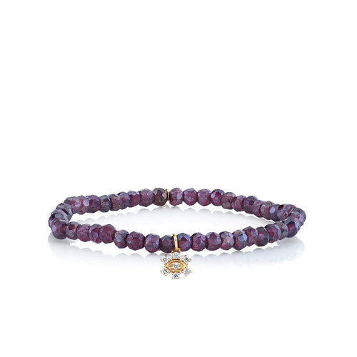 Kids Collection Gold & Diamond Flower on Rhodolite Garnet