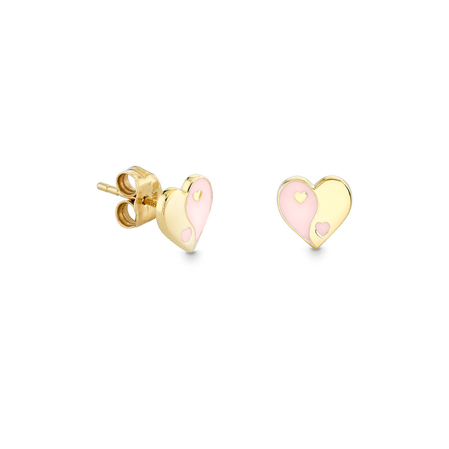Gold & Enamel Yin Yang Heart Stud - Sydney Evan Fine Jewelry